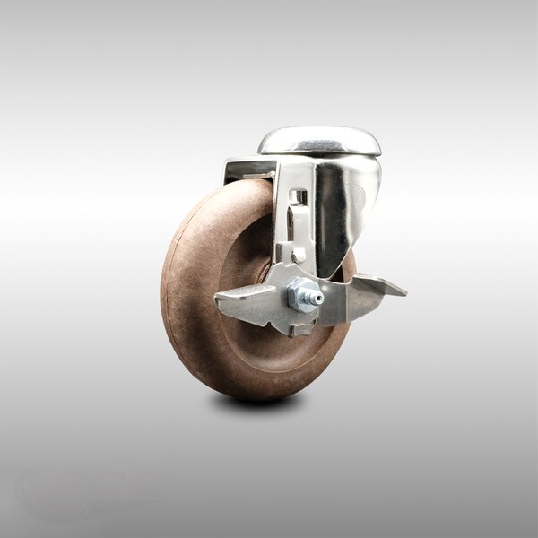 4 Inch 316SS High Temp Glass Filled Nylon Swivel Bolt Hole Caster with Brake SCC
